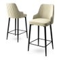 Hanah Home Juego de Taburetes de Bar Crema y Negro, Metal y Tela Babyface, 2 Piezas